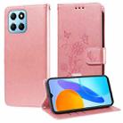 For Honor X8 5G / X6 4G / X8a 5G Embossed Butterfly Flowers Leather Phone Case(Rose Gold) - 1