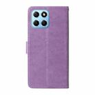 For Honor Play 6C / X6s / 70 Lite Embossed Butterfly Flowers Leather Phone Case(Purple) - 3