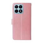 For Honor X8a 4G Embossed Butterfly Flowers Leather Phone Case(Rose Gold) - 3