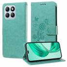 For Honor X8b Embossed Butterfly Flowers Leather Phone Case(Green) - 1