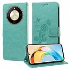 For Honor X50 / X9b / Magic6 Lite Embossed Butterfly Flowers Leather Phone Case(Green) - 1