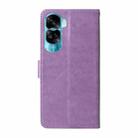 For Honor X50i 5G / 90 Lite Embossed Butterfly Flowers Leather Phone Case(Purple) - 3