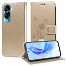 For Honor X50i 5G / 90 Lite Embossed Butterfly Flowers Leather Phone Case(Gold) - 1