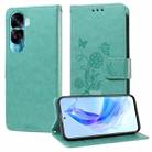 For Honor X50i 5G / 90 Lite Embossed Butterfly Flowers Leather Phone Case(Green) - 1