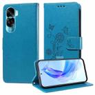 For Honor X50i 5G / 90 Lite Embossed Butterfly Flowers Leather Phone Case(Blue) - 1