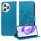 For Honor X50i+ Embossed Butterfly Flowers Leather Phone Case(Blue) - 1