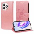 For Honor X50i+ Embossed Butterfly Flowers Leather Phone Case(Rose Gold) - 1