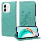 For Honor X60i Embossed Butterfly Flowers Leather Phone Case(Green) - 1