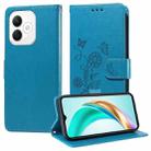 For Honor X60i Embossed Butterfly Flowers Leather Phone Case(Blue) - 1