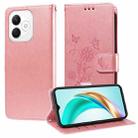 For Honor X60i Embossed Butterfly Flowers Leather Phone Case(Rose Gold) - 1