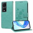 For Honor Play 50 Plus / Play 8T Embossed Butterfly Flowers Leather Phone Case(Green) - 1