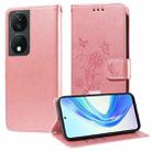 For Honor Play 50 Plus / Play 8T Embossed Butterfly Flowers Leather Phone Case(Rose Gold) - 1