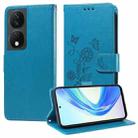 For Honor X7b 5G / 4G / 90 Smart 5G Embossed Butterfly Flowers Leather Phone Case(Blue) - 1