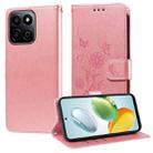 For Honor Play 60 Plus Embossed Butterfly Flowers Leather Phone Case(Rose Gold) - 1