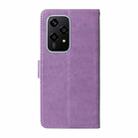 For Honor 200 Lite Global Embossed Butterfly Flowers Leather Phone Case(Purple) - 3