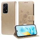 For Honor 200 Lite Global Embossed Butterfly Flowers Leather Phone Case(Gold) - 1