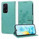 For Honor 200 Lite Global Embossed Butterfly Flowers Leather Phone Case(Green) - 1