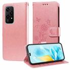 For Honor 200 Lite Global Embossed Butterfly Flowers Leather Phone Case(Rose Gold) - 1