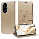 For Honor 200 Pro Embossed Butterfly Flowers Leather Phone Case(Gold) - 1