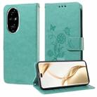 For Honor 200 Pro Embossed Butterfly Flowers Leather Phone Case(Green) - 1