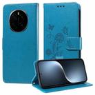 For Honor Magic7 Embossed Butterfly Flowers Leather Phone Case(Blue) - 1