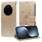 For Honor Magic7 Pro Embossed Butterfly Flowers Leather Phone Case(Gold) - 1