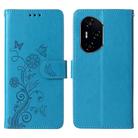 For Honor 300 Pro Embossed Butterfly Flowers Leather Phone Case(Blue) - 1