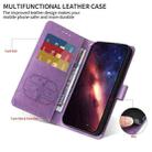 For Honor 400 Lite Embossed Butterfly Flowers Leather Phone Case(Purple) - 3