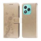 For Honor 400 Lite Embossed Butterfly Flowers Leather Phone Case(Gold) - 1