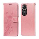 For Honor Play 60 Embossed Butterfly Flowers Leather Phone Case(Rose Gold) - 1