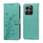 For Honor 400 Smart 5G / X7d 4G / Play 10T 5G Embossed Butterfly Flowers Leather Phone Case(Green) - 1