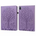 For Honor Pad 8 Tree & Deer Embossed Leather Tablet Case(Purple) - 1