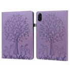 For Honor Pad X9 Tree & Deer Embossed Leather Tablet Case(Purple) - 1