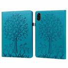 For Honor Pad X9 Tree & Deer Embossed Leather Tablet Case(Blue) - 1