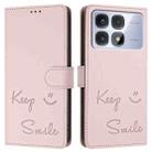 For Redmi K70 Ultra 5G Global Smile Embossing RFID Leather Phone Case(Pink) - 3