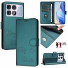 For Redmi K70 Ultra 5G Global Smile Embossing RFID Leather Phone Case(Peacock Green) - 1