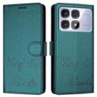 For Redmi K70 Ultra 5G Global Smile Embossing RFID Leather Phone Case(Peacock Green) - 3