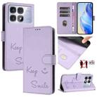 For Redmi K70 Ultra 5G Global Smile Embossing RFID Leather Phone Case(Light Purple) - 1