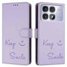 For Redmi K70 Ultra 5G Global Smile Embossing RFID Leather Phone Case(Light Purple) - 3