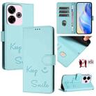 For Redmi 13 4G / Note 13R Smile Embossing RFID Leather Phone Case(Mint Green) - 1