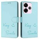 For Redmi 13 4G / Note 13R Smile Embossing RFID Leather Phone Case(Mint Green) - 3