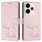 For Redmi 13 4G / Note 13R Smile Embossing RFID Leather Phone Case(Pink) - 3