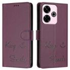 For Redmi 13 4G / Note 13R Smile Embossing RFID Leather Phone Case(Violet) - 3