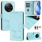 For Redmi A3 4G Global Smile Embossing RFID Leather Phone Case(Mint Green) - 1