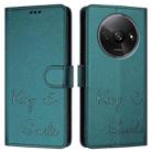 For Redmi A3 4G Global Smile Embossing RFID Leather Phone Case(Peacock Green) - 3