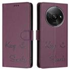For Redmi A3 4G Global Smile Embossing RFID Leather Phone Case(Violet) - 3