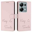 For Redmi Note 13 Pro 4G Global Smile Embossing RFID Leather Phone Case(Pink) - 3