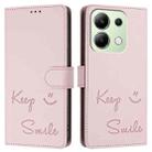 For Redmi Note 13 4G Global Smile Embossing RFID Leather Phone Case(Pink) - 3