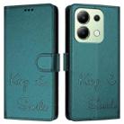 For Redmi Note 13 4G Global Smile Embossing RFID Leather Phone Case(Peacock Green) - 3