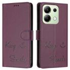 For Redmi Note 13 4G Global Smile Embossing RFID Leather Phone Case(Violet) - 3